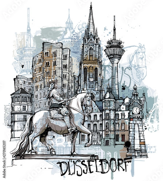 Fototapeta Szkic Dusseldorfu