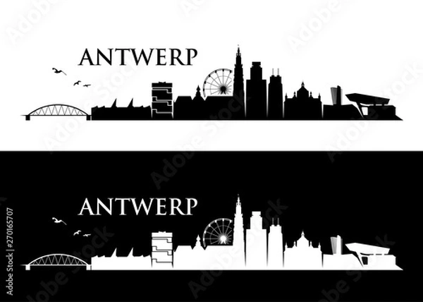 Fototapeta Antwerp skyline - Belgium - vector illustration - Vector