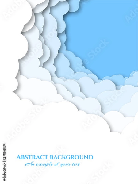 Fototapeta Design for posters, brochures, signs with clouds, sky. Paper cut pattern. Vector illustration