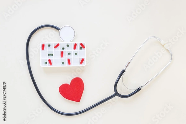 Fototapeta Flat lay medical composition