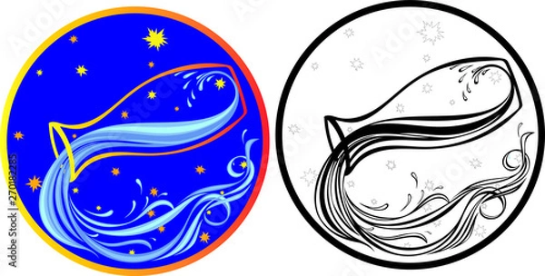 Fototapeta The image of the zodiac sign is Aquarius, which can be used for tattoos, illustrations, creating your own logo and so on.