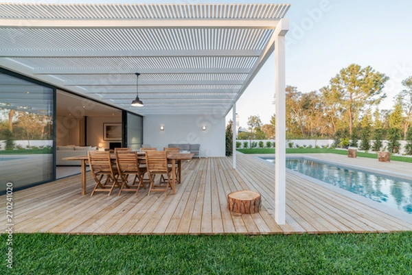 Obraz Modern villa with pool and garden