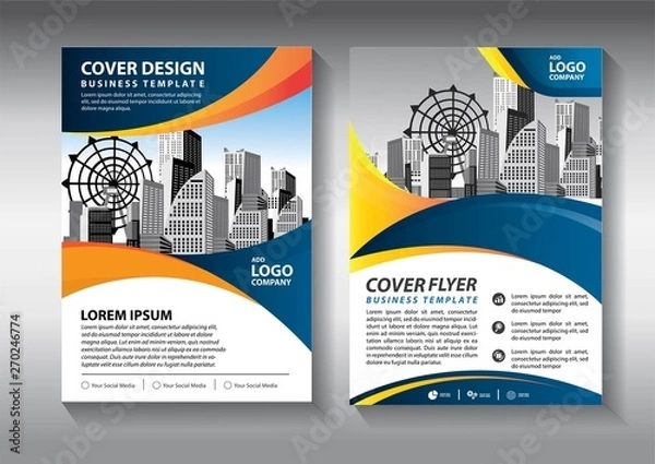 Fototapeta Business abstract vector template. Brochure design, cover modern layout, annual report, poster, flyer in A4 with colorful triangles, geometric shapes for tech, science, market with light background