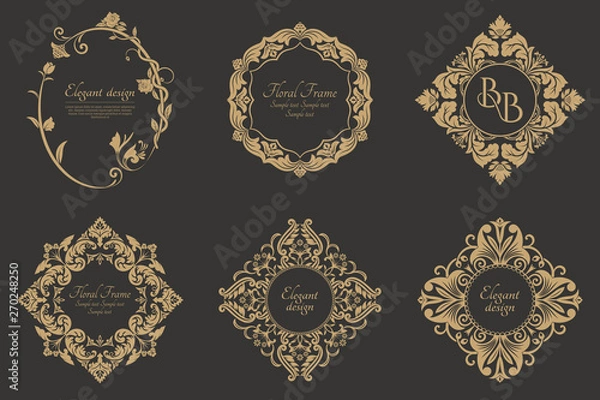 Obraz Set of circular baroque patterns