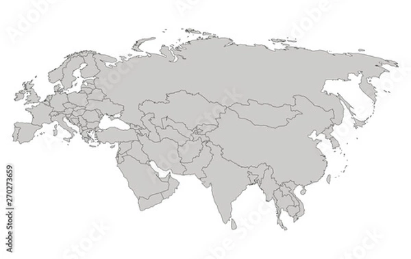 Obraz Eurasia. Contour map. Countries and islands. Vector illustration