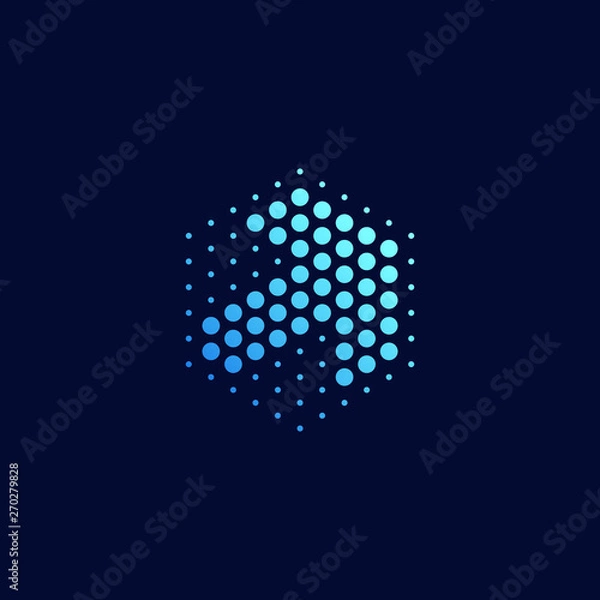 Fototapeta Modern Abstract Dots Halftone Icon Logo for technology business health company with modern high end look