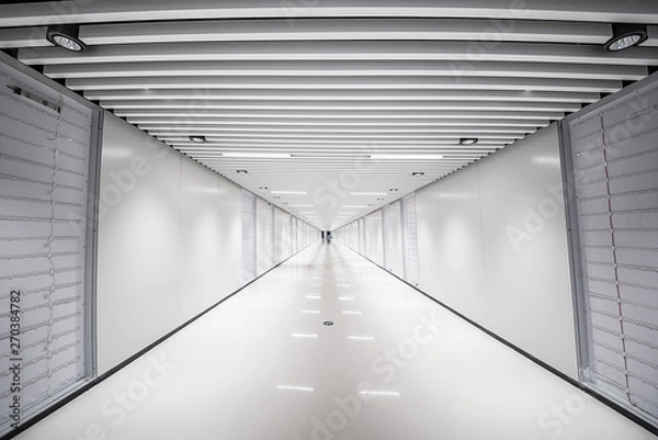 Fototapeta Perspective underground passage corridor modern building interior space environment background material
