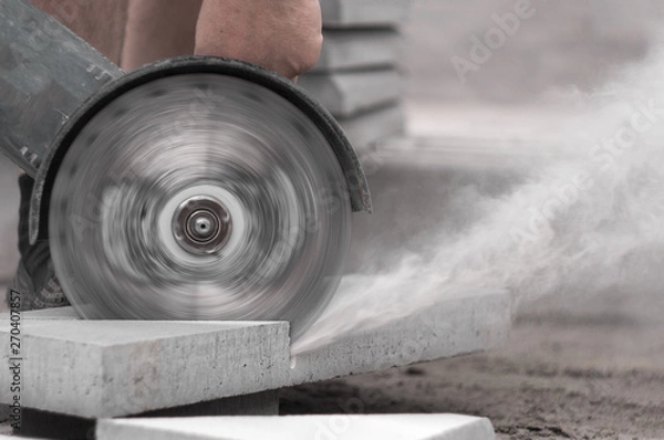 Obraz Repair work, construction, grinder cuts plates