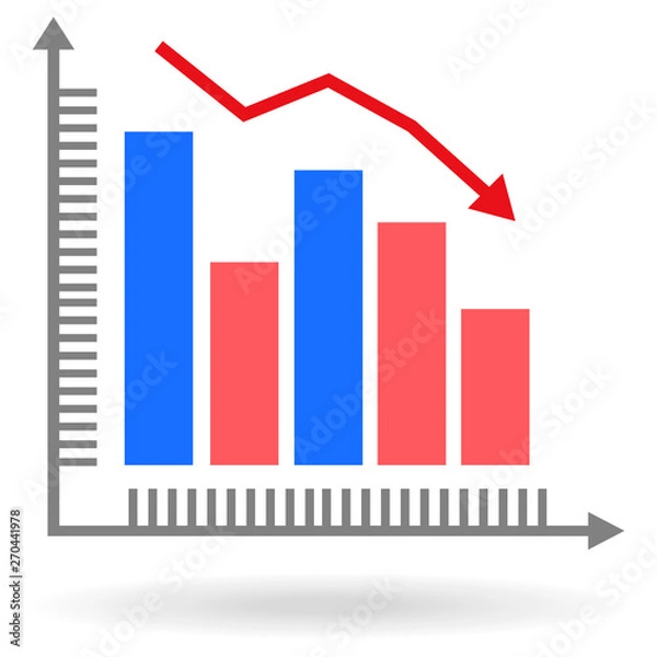 Fototapeta flat icon analytic graph with a falling trend