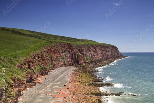 Fototapeta Views along the red sandstone cliffs of the Cumbrian Heritage Coast at St Bees