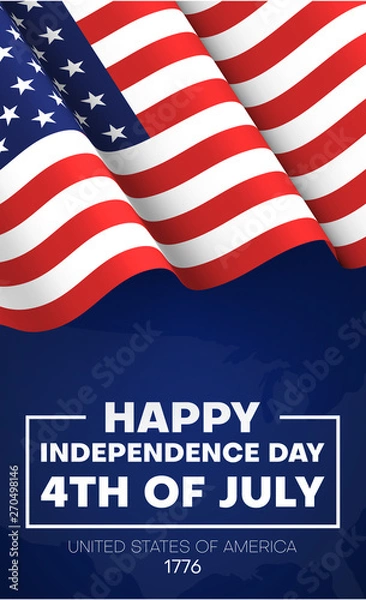 Obraz Happy Independence Day of USA, July 4th. American flag on blue background.