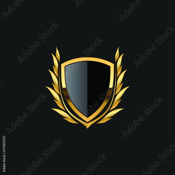 Fototapeta Blank Badge Shield Crest Label Armor Luxury Gold Design Element Template for logo background Card Invitations Decoration Element