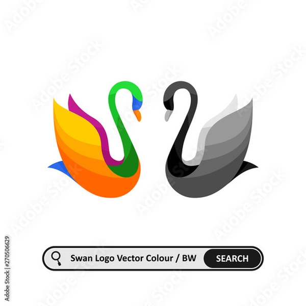 Fototapeta Swan Logo Template, Colorful, can use for landing page, template, ui, web, mobile app, poster, banner, flyer, stickers, Business Name, EPS 10