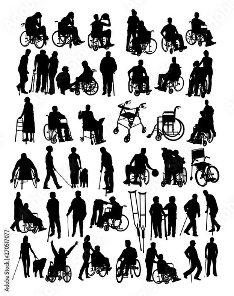 Obraz Disabled People Activity Silhouettes, art vector design 
