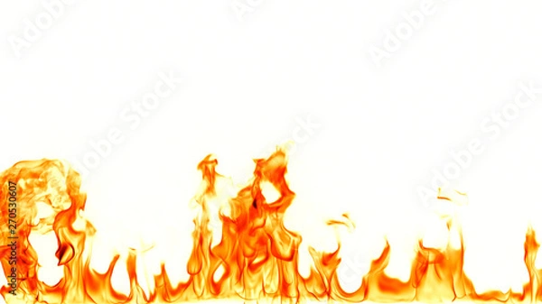 Obraz Fire flames isolated on white background.