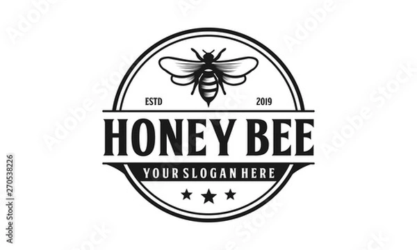Obraz Honey bee retro logo design