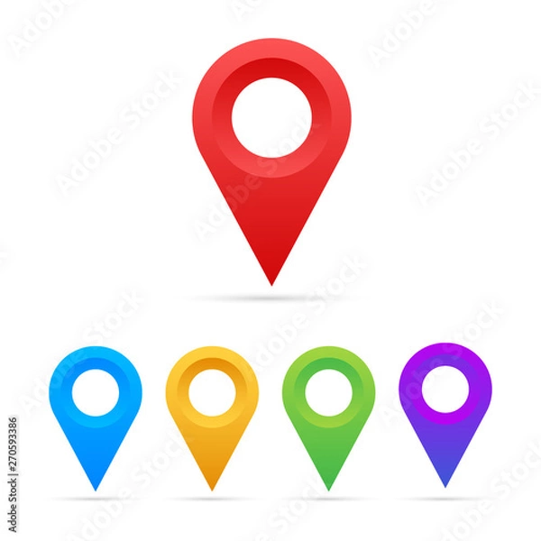 Fototapeta Set of map pointers on white background. Vactor stock illustration.
