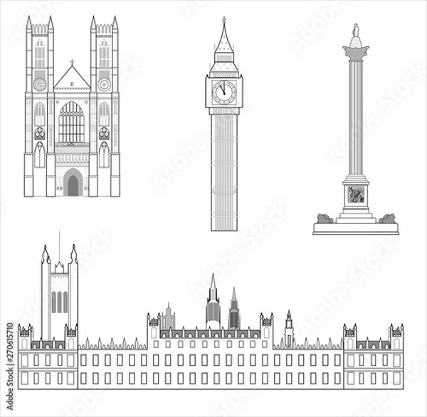 Obraz London attractions,a set of icons.Vector image