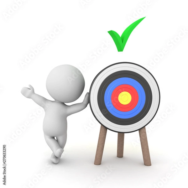 Fototapeta 3D Character leaning on completed target
