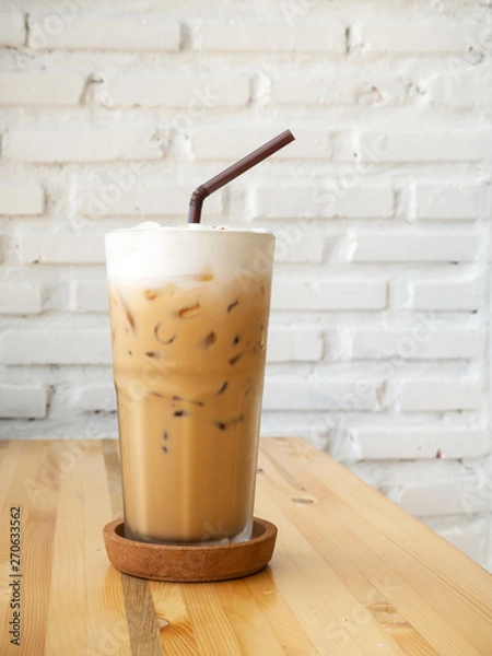 Obraz Ice cappuccino. Cool beverage. Cafe view.