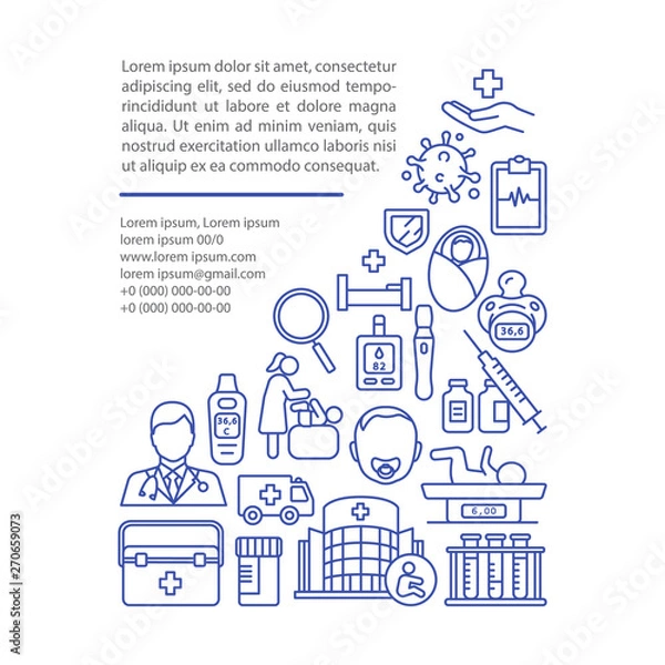 Fototapeta Pediatrics article page vector template
