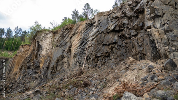 Obraz Cracks in the cave in basalt rocks