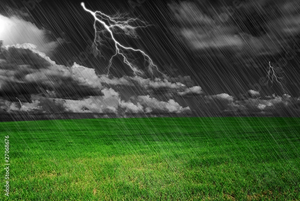 Obraz Thunder-storm over a field