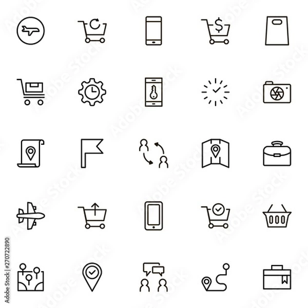 Fototapeta Booking hotel line icon set. Collection of high quality black outline logo for web site design and mobile apps. Vector illustration on a white background
