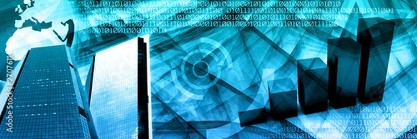 Fototapeta business header template blue graph