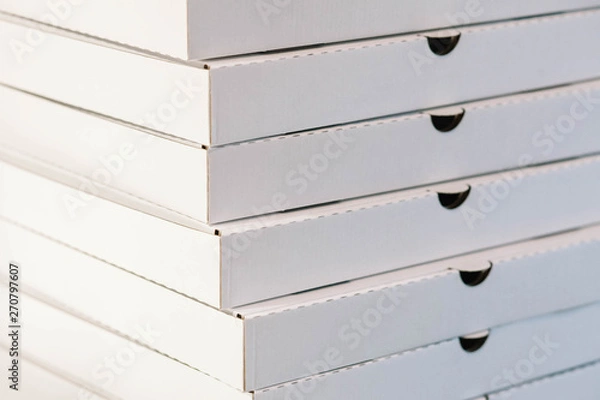 Obraz A large stack of white pizza boxes