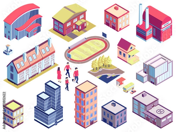 Obraz Isometric Urban Architecture Set