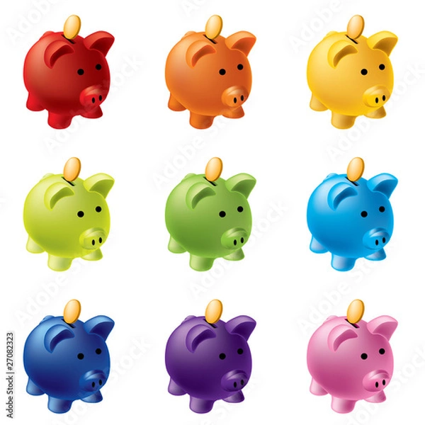Fototapeta piggy banks in different colours