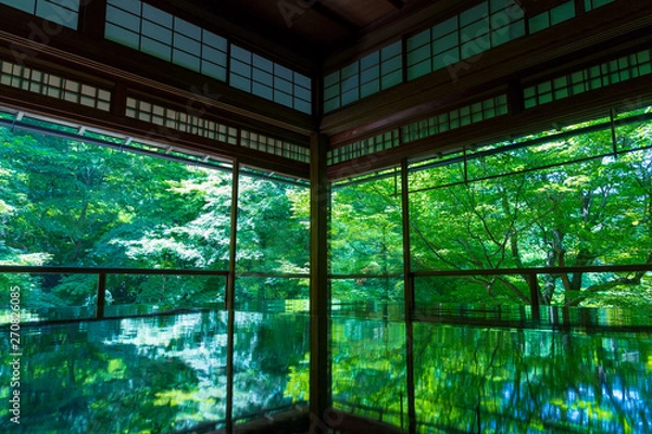 Obraz 瑠璃光院 逆さ新緑 (日本庭園, 寺社)