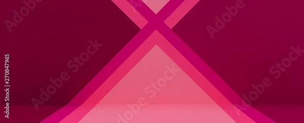 Fototapeta Render de estudio para presentación de producto. Fondo de lineas con patrones, degradados y reflectores. Ilustración de entorno tridimensional