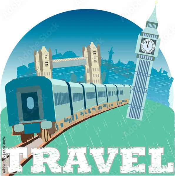 Obraz Travelling to great England.Welcome to London.Banner,sign,advertising poster. The Sights Of London.Vector image.