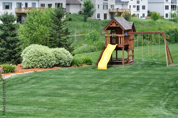 Obraz Back Yard Wooden Swing Set