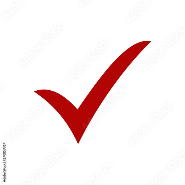 Fototapeta Red check mark icon. Flat icon checklist mark symbol vector illustration.