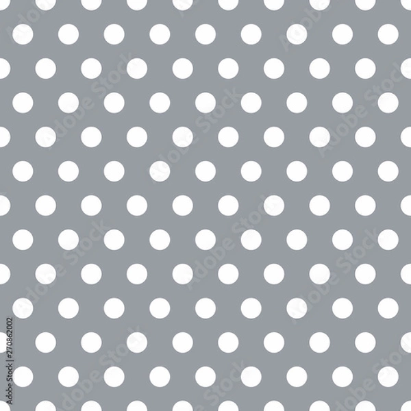 Fototapeta gray Seamless Background with Polka Dot pattern. Polka dot fabric. Retro pattern. Casual stylish white polka dot texture on beige background.