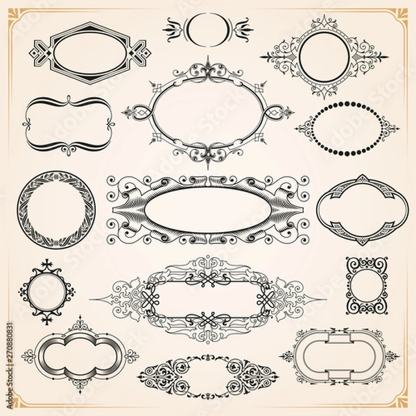 Obraz Decorative rounded circle and oval frames and borders set