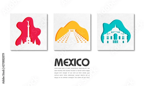 Fototapeta Mexico Landmark Global Travel And Journey paper background. Vector Design Template.used for your advertisement, book, banner, template, travel business or presentation.