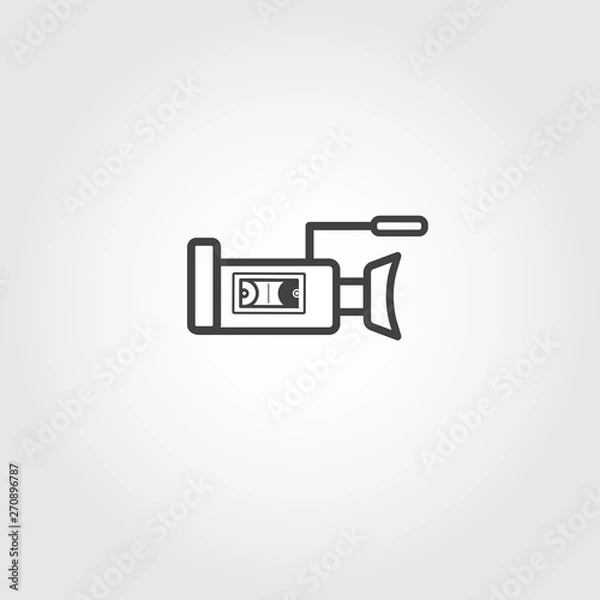 Obraz video camera with microphone on tripod vector icon