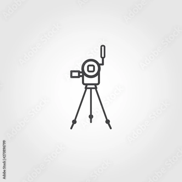Obraz video camera with microphone on tripod vector icon