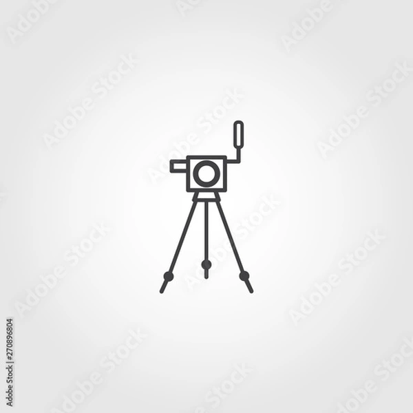 Obraz video camera with microphone on tripod vector icon