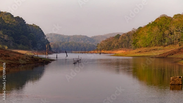 Obraz beautifull lake view with autumn colors  in a national park in the south of india