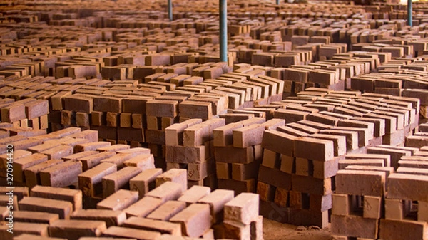 Obraz a pile of bricks at a brick factory in the south of india