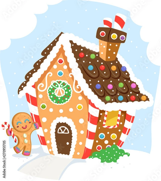 Obraz Ginger Bread Man House Illustration