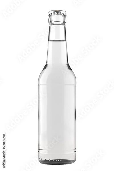 Fototapeta Clear white glass bottle Long Neck with a clear liquid. 12oz (11 oz) or 355 ml (330 ml) volume. Isolated 3D render on a white.