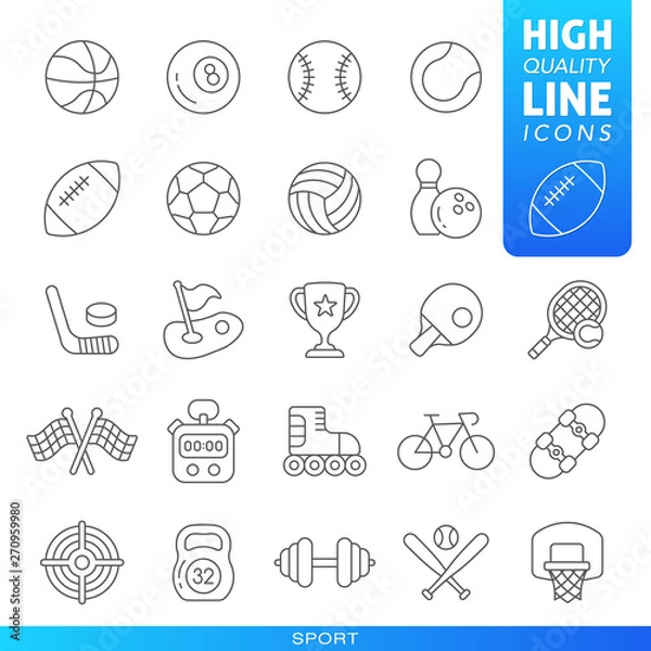 Obraz Sports and games high quality trendy line icons. Vector