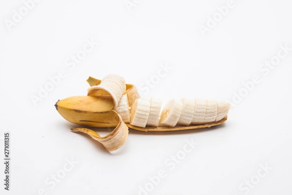 Fototapeta Open ripe banana with slice