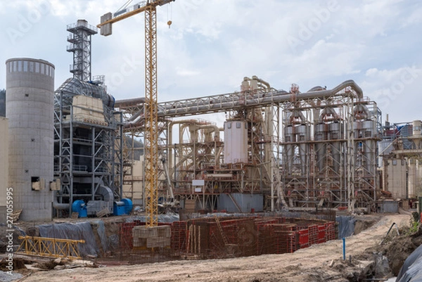 Obraz Construction of air pollution control equipment as electrostatic precipitator ESP and dust filter in factory.